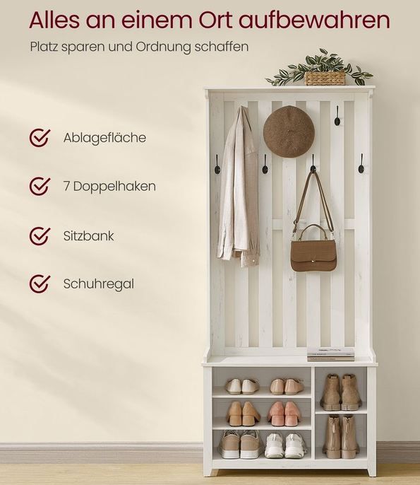 🧥 Vasagle Garderobenständer mit Ablage & Haken für 68,99€ (statt 90€)