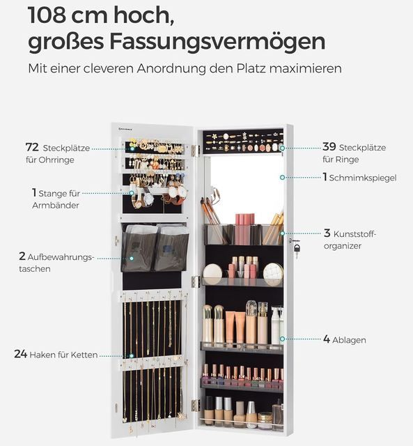 🪞 Songmics 2-in-1 Schmuckschrank für 49,79€ (statt 68€) 🪞 Songmics 2 in 1 Schmuckschrank für 49,79€ (statt 68€)