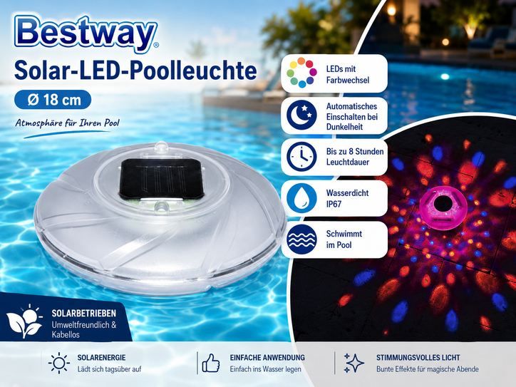 💡 2er Pack Bestway Flowclear LED Poolleuchte, 18cm für 17,99€ (statt 26€)