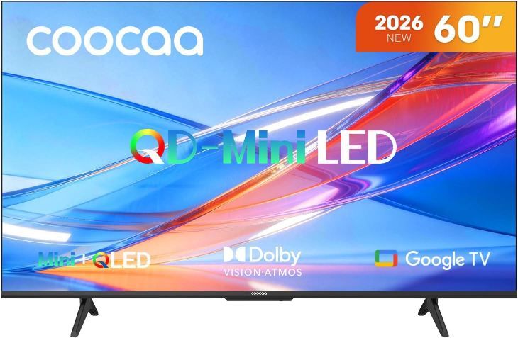 📺 coocaa 60CGNH70Z 60 📺 coocaa 60CGNH70Z 60 4K QD Mini LED Smart TV mit Google TV für 389,99€ (statt 570€)