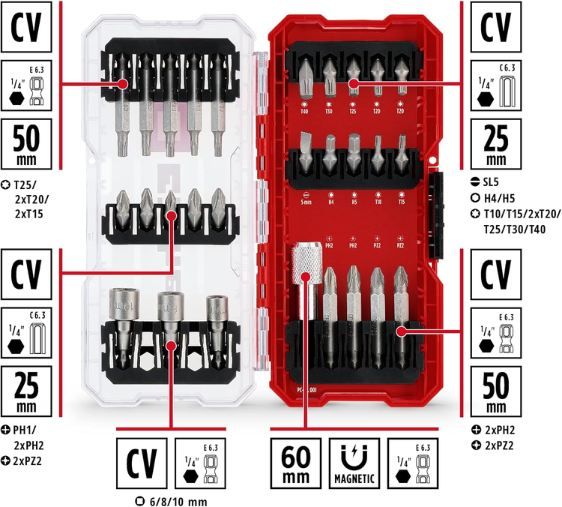🧰 Einhell S Case Bit Set, 28 tlg. für 8,33€ (statt 13€)