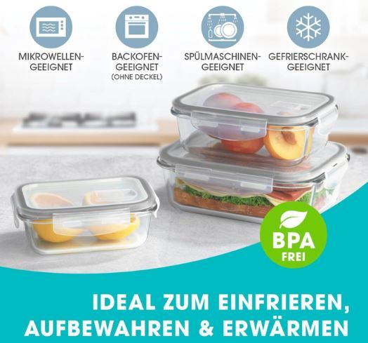 🍱 6er Set GOURMETmaxx Glas Frischhaltedosen für 22,80€ (statt 40€)