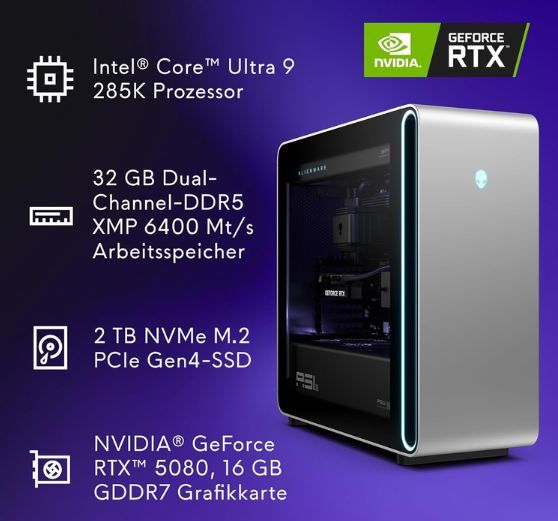 🖥️ Alienware Area-51 Gaming PC mit Core Ultra 9 + RTX 5080 für 3.949€ (statt 4.649€) 🖥️ Alienware Area 51 Gaming PC mit Core Ultra 9 + RTX 5080 für 3.949€ (statt 4.649€)