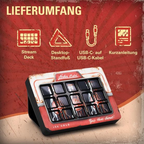🖥️ Elgato Nuka Cola Stream Deck, Fallout Special Edition für 89,99€ (statt 180€)