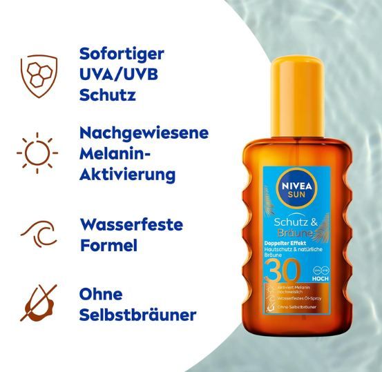 🌞 Nivea Sun Schutz & Bräune Sonnenöl Spray, LSF 30, 200ml ab 7,15€ (statt 11€) 🌞 Nivea Sun Schutz & Bräune Sonnenöl Spray, LSF 30, 200ml ab 7,15€ (statt 11€)