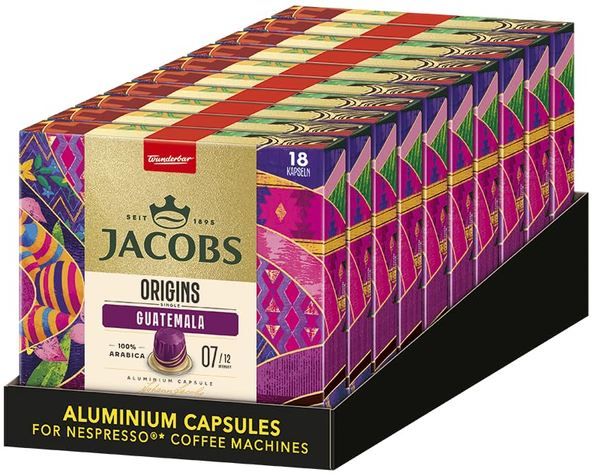 ☕ 10 x 18er Pack Jacobs Guatemala Single Origin Kaffeekapseln ab 45,59€ (statt 60€)