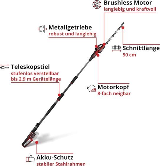 🪚 Einhell GP HH 18/50 Akku Teleskop Heckenschere für 177,99€ (statt 210€)