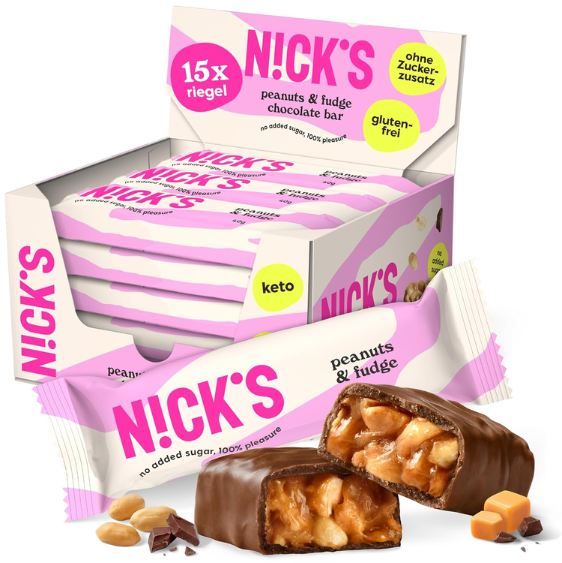 🍫 15er Pack Nicks Keto Riegel Peanuts & Fudge ab 12,68€ (statt 20€)
