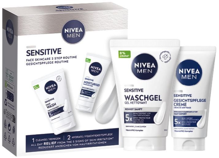 🧴 2x NIVEA MEN Sensitive Waschgel + Gesichtspflege Set für 15,80€ (statt 24€)