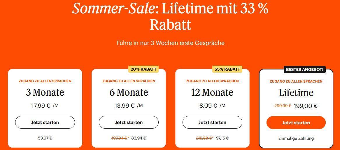 🔥 Babbel Lifetime Angebot inkl. alle Sprachen für 199€ (statt 300€) 🔥 Babbel Lifetime Angebot inkl. alle Sprachen für 199€ (statt 300€)