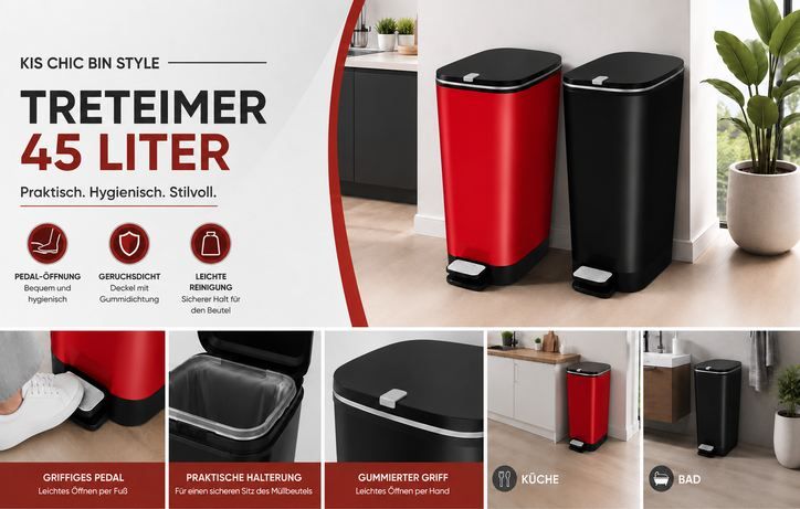 🗑️ KIS by Curver Treteimer in 2 Farben, 45L für je 19,99€ (statt 37€)