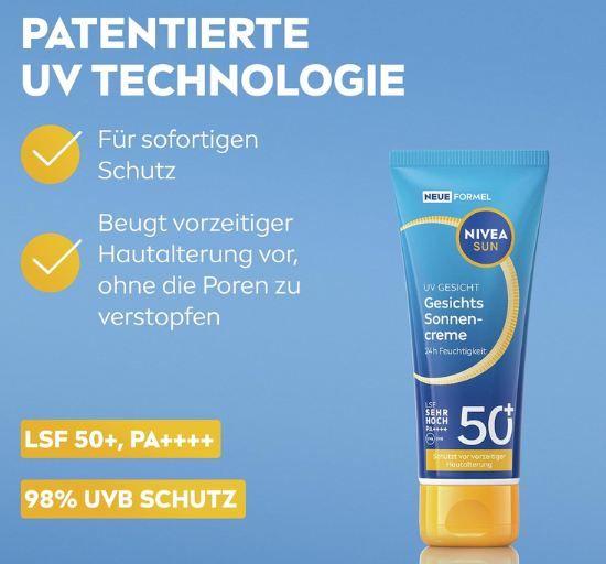 🌞 Nivea Sun UV Gesichts Sonnencreme mit LSF 50+ ab 7€ (statt 10€)