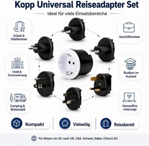 🔌 Kopp Reiseadapter Weltweit Set für 6,99€ (statt 14€)