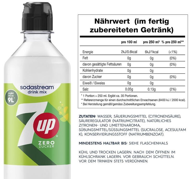 🍋 4er Pack SodaStream drink mix 7UP Zero Zucker ab 17€ (statt 24€)