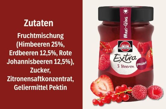 🍞 Schwartau Extra 3 Beeren Konfitüre, passiert, 600g ab 3,51€ (statt 5€)