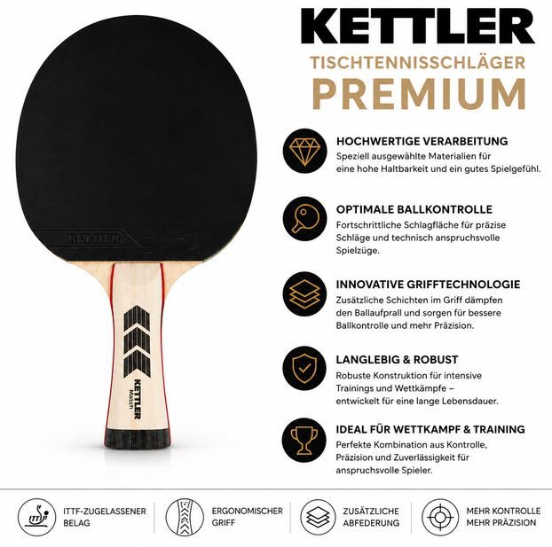 🏓 Kettler Premium Tischtennisschläger mit Reinigungs Set für 18€ (statt 34€)