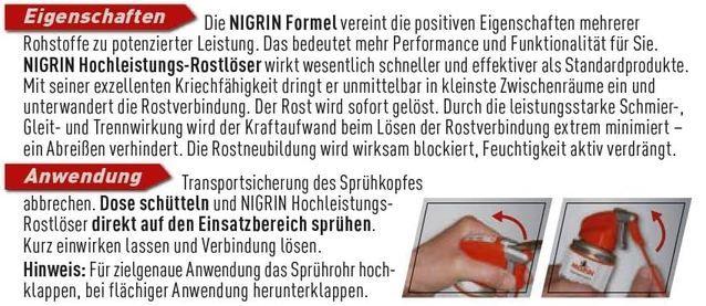 🚗 Nigrin Hybrid Hochleistungs  Rostlöser, 100ml für 4,35€ (statt 10€)