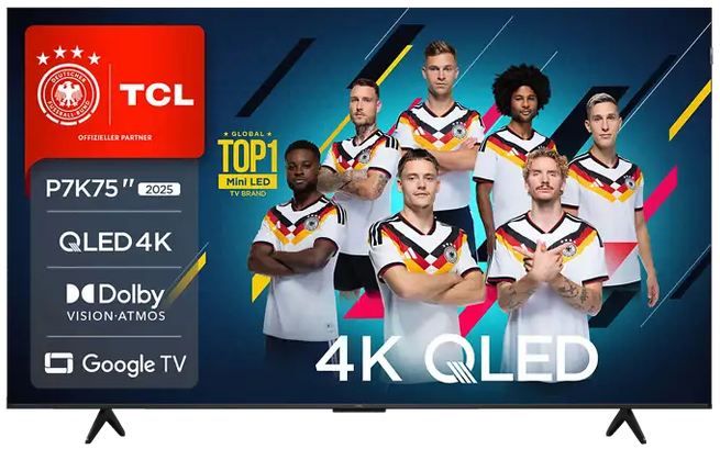 📺 TCL 75P7K 75 Zoll 4K UHD QLED Google TV mit HDR ab 594€ (statt 919€)