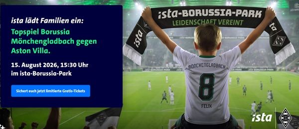 ⚽️ Familientickets gratis: Borussia Mönchengladbach vs. Aston Villa ⚽️ Familientickets gratis: Borussia Mönchengladbach vs. Aston Villa