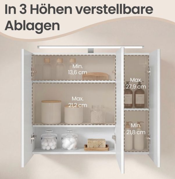 💡 VASAGLE hängender Spiegelschrank mit Licht für 45,99€ (statt 70€) 💡 VASAGLE hängender Spiegelschrank mit Licht für 45,99€ (statt 70€)