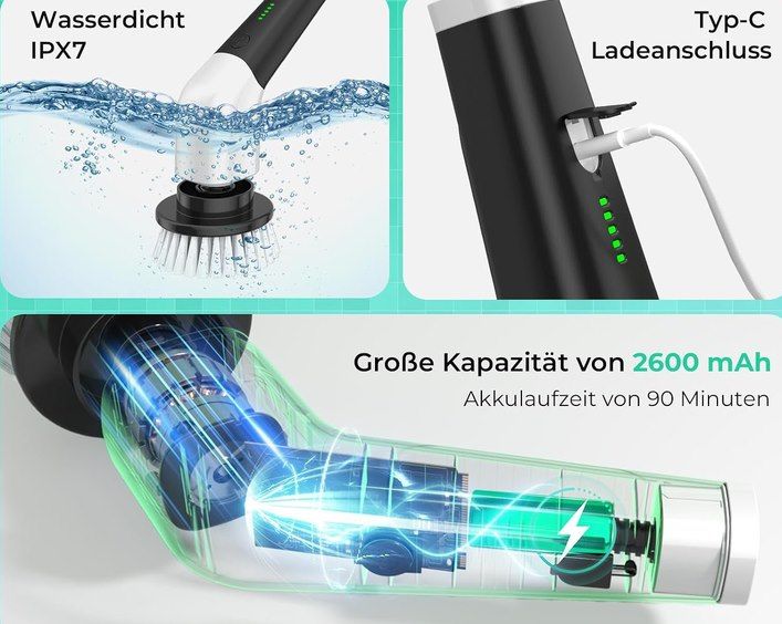 🧽 YKYI elektrische Reinigungsbürste mit 8 Bürsten für 17,99€ (statt 36€)