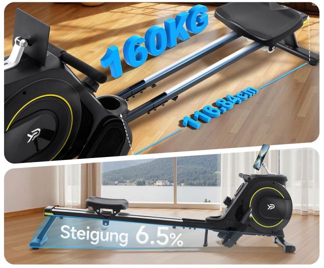 🚣🏻‍♂️ YPOO Rudergerät mit 16 Widerstandsstufen & App Anbindung für 139,99€ (statt 200€)