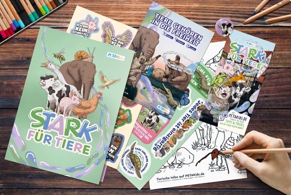 Kostenfreies PETAKids-Tierschutz-Set bestellen Kostenfreies PETAKids Tierschutz Set bestellen
