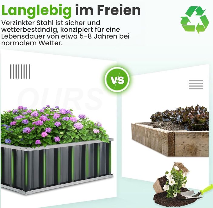 🌿 Bis zu 55% Rabatt auf KING BIRD Metallhochbeete z.B. 174x90x30cm für 36€ (statt 80€)