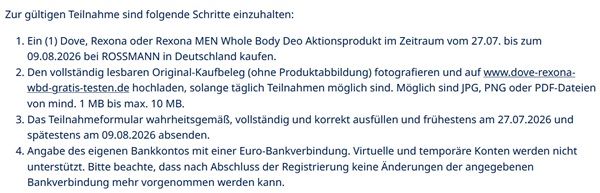 🚶Rossmann: Dove oder Rexona Whole Body Deo gratis ausprobieren   ab 27.07.