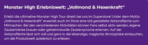 🧒 Monster High Tour in verschiedenen Smyths Toys Stores