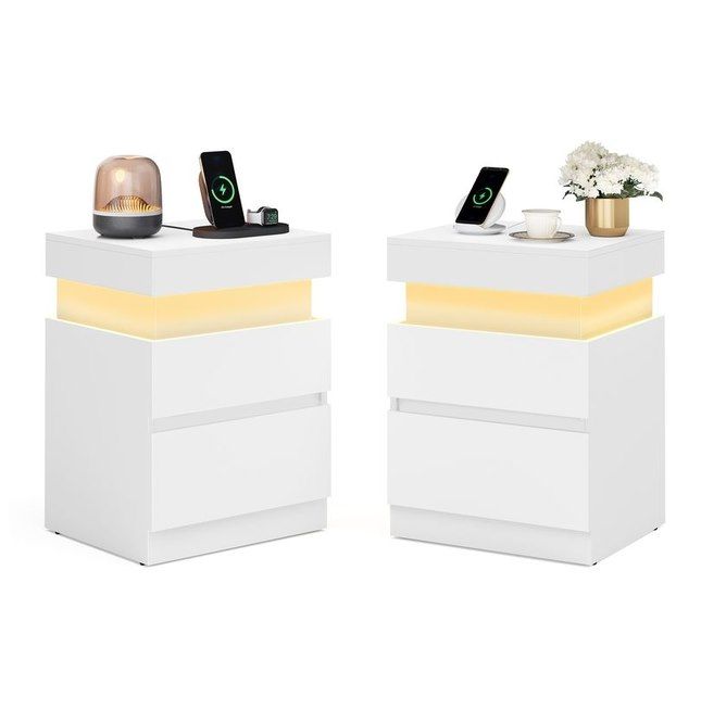 💡🔌 2x VASAGLE Kailyn Nachttisch mit Steckdosen & LED für 77,99€ (statt 110€)