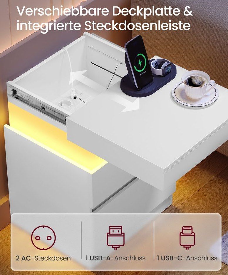 💡🔌 2x VASAGLE Kailyn Nachttisch mit Steckdosen & LED für 77,99€ (statt 110€) 💡🔌 2x VASAGLE Kailyn Nachttisch mit Steckdosen & LED für 77,99€ (statt 110€)