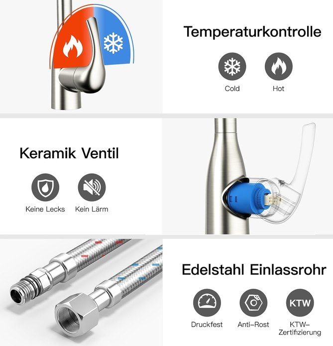 💦 Rainsworth ausziehbare Küchenarmatur mit 2 Modi für 17,99€ (statt 40€)