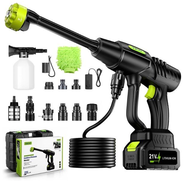 💦 YKYI 21V Akku Hochdruckreiniger mit 7m Schlauch & viel Zubehör für 35,69€ (statt 60€)