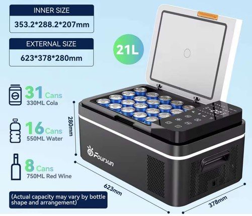 🧊 Foursun elektr. Kompressor Kühlbox (21L) bis  20°C für 73,32€ (statt 94€)