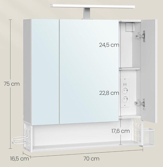 🪞 VASAGLE Badezimmer-Spiegelschrank mit LED für 72,67€ (statt 90€) 🪞 VASAGLE Badezimmer Spiegelschrank mit LED für 72,67€ (statt 90€)
