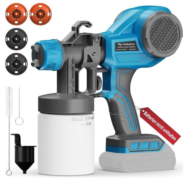 🎨 Tilswall Akku Farbsprühsystem Alien500 mit 4 Düsen & 600 ml für 19,99€ (statt 40€)
