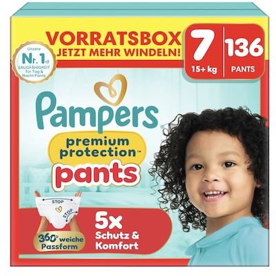 👶🏼 136x Pampers Premium Protection Pants in Größe 7 (15+ kg) für 40,99€ (statt 75€)
