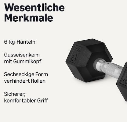 🏋🏻‍♀️ Amazon Basics Rubber Encased Hex Dumbbell Hanteln Set für 19,22€ (statt 25€)