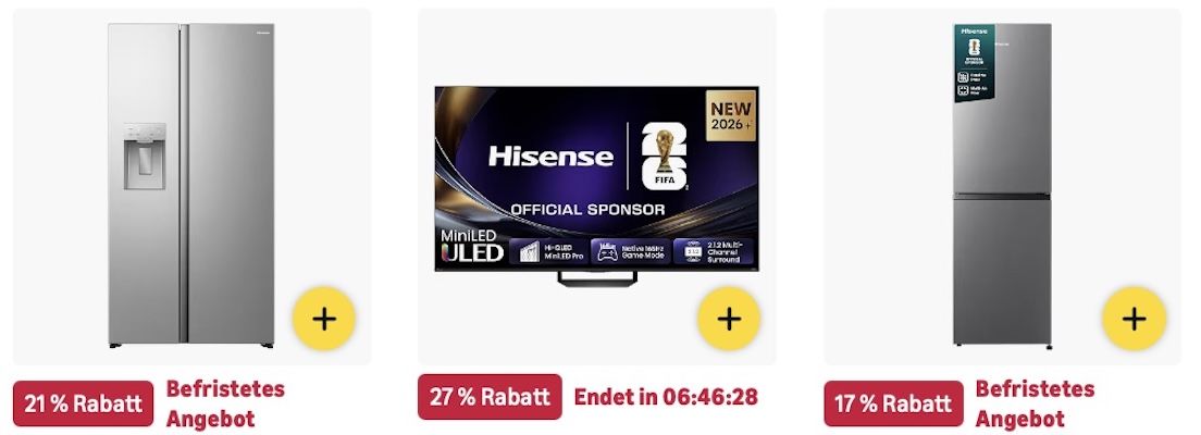 📺 Amazon: Hisense im Sale z.B. Kühl Gefrierkombination für 333€ (statt 400€)