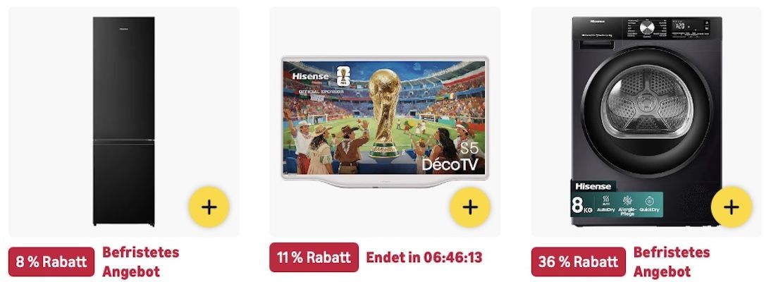 📺 Amazon: Hisense im Sale z.B. Kühl Gefrierkombination für 333€ (statt 400€)