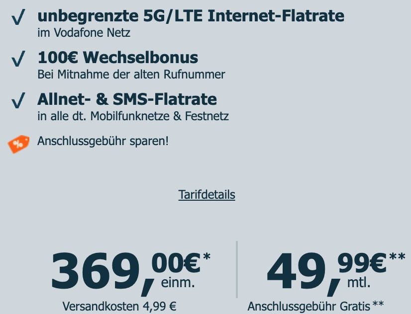 đ Apple iPhone 17 Pro Max fĂŒr 369⏠+ Vodafone Allnet unlimited 5G fĂŒr 49,99⏠mtl. + 100⏠Bonus đ Apple iPhone 17 Pro Max fĂŒr 369⏠+ Vodafone Allnet unlimited 5G fĂŒr 49,99⏠mtl. + 100⏠Bonus