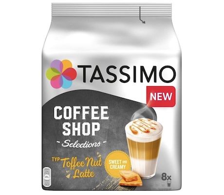 ☕️ 5x 8 Pads Tassimo Coffee Shop Selection Toffee Nut Latte für 25€ (statt 35€)