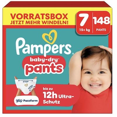 👼🏻 148x Pampers Baby-Dry Pants Windeln in Größe 7 (15kg+) für 31,84€ (statt 67€)