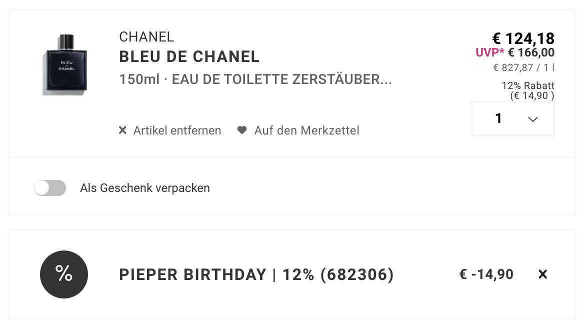 🌸💨 Chanel Bleu de Chanel Eau de Toilette 150ml ➡️ für 109,28€ (statt 155€) 🌸💨 Chanel Bleu de Chanel Eau de Toilette 150ml ➡️ für 109,28€ (statt 155€)