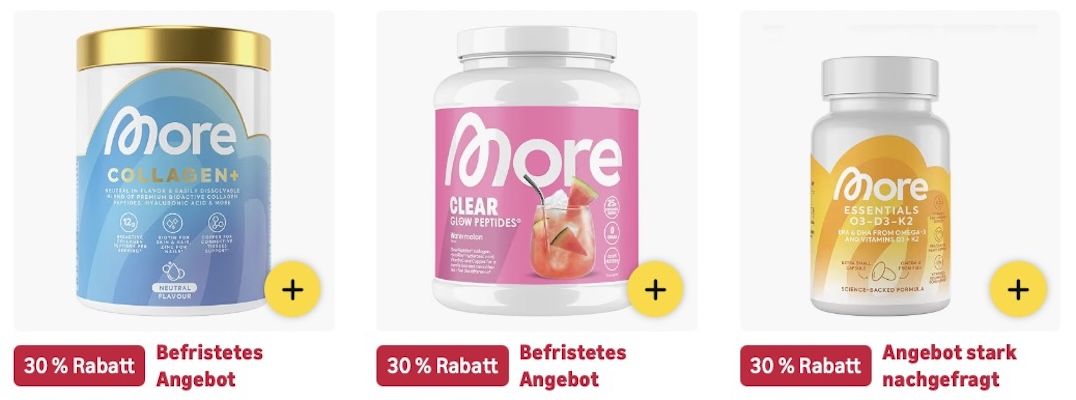 😋💪🏻 Amazon: MORE Produkte im Sale z.B. 90 Kapseln MORE Harmony für 20€ (statt 30€) 😋💪🏻 Amazon: MORE Produkte im Sale z.B. 90 Kapseln MORE Harmony für 20€ (statt 30€)