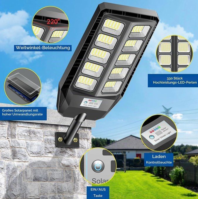 💡 2x Adewalk Solar Straßenlaterne mit Bewegungssensor für 54,99€ (statt 90€)