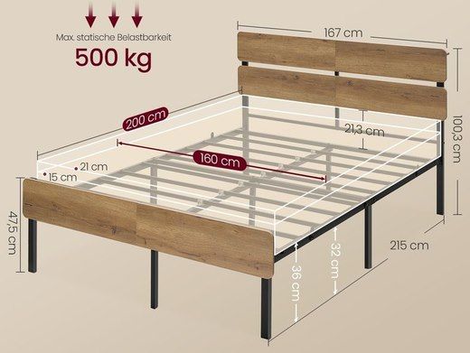 🛌 VASAGLE Doppelbettgestell (160 x 200) aus Metallrahmen & LEDs für 87,99€ (statt 130€) 🛌 VASAGLE Doppelbettgestell (160 x 200) aus Metallrahmen & LEDs für 87,99€ (statt 130€)