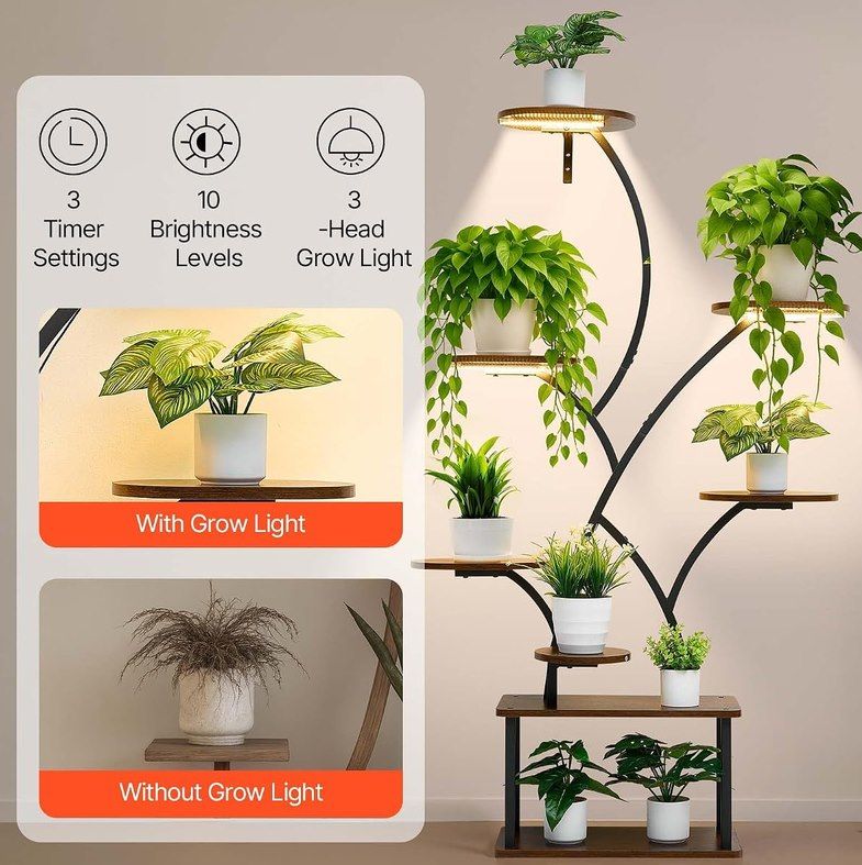 🌼 VEVOR 8 stöckiges Pflanzenregal mit Wachstumslichtern, Timer  & 10 Helligkeitsstufen für 48,40€ (statt 63€)