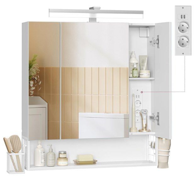 🪞 VASAGLE Badezimmer-Spiegelschrank mit LED für 72,67€ (statt 90€)